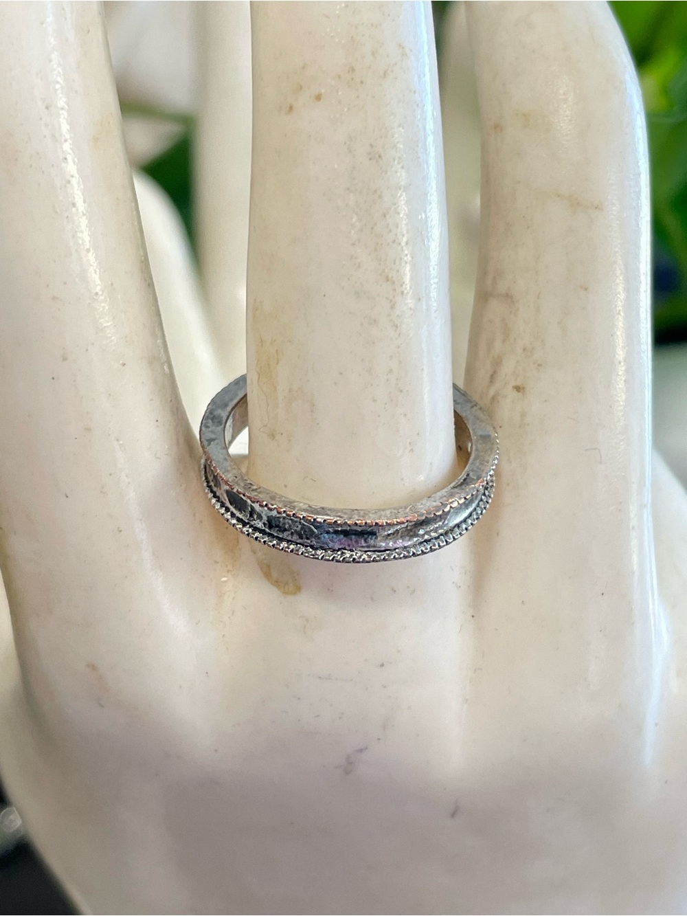 Classic Silver Textured Band Ring - White Silver